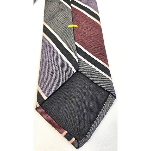 Vintage Austin Manor Mens Striped Repp Tie Maroon & Gray Classic Design - Picture 5 of 6